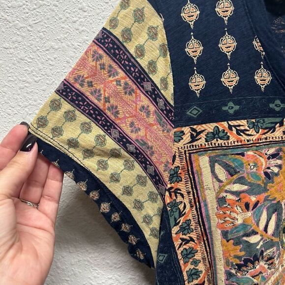 Lucky Brand Mandala Card Blue Persian Print Boho T Shirt Women’s Size 1X - Picture 4 of 14